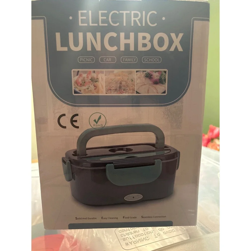 Electric Lunch Box 1.5L Portable Food Warmer for Car & Home Teal Grey NEW